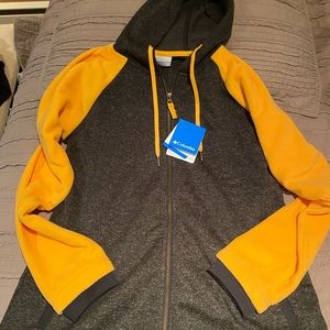 Columbia yellow and grey fleece zip up